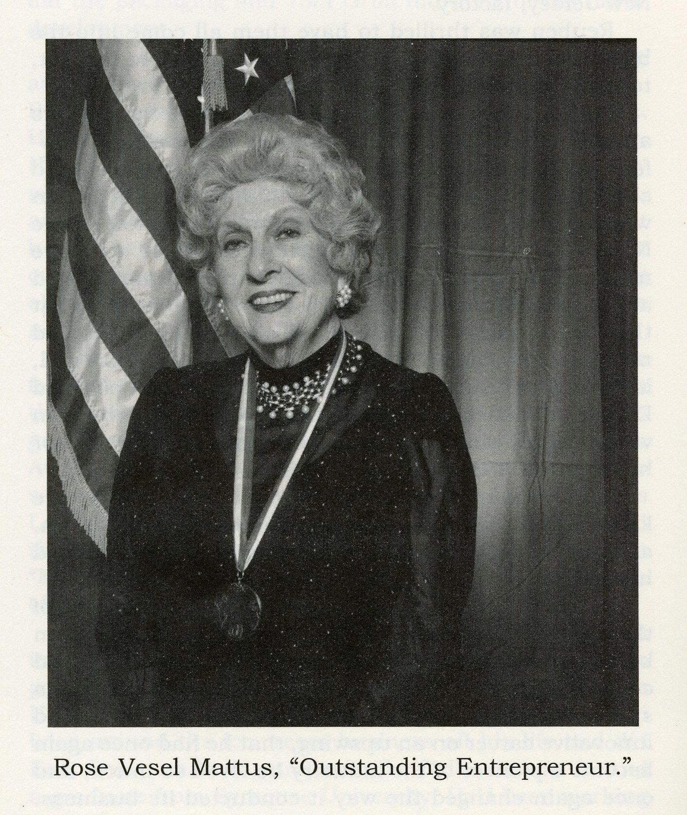 Rose Mattus with "Outstanding Entrepreneur" award